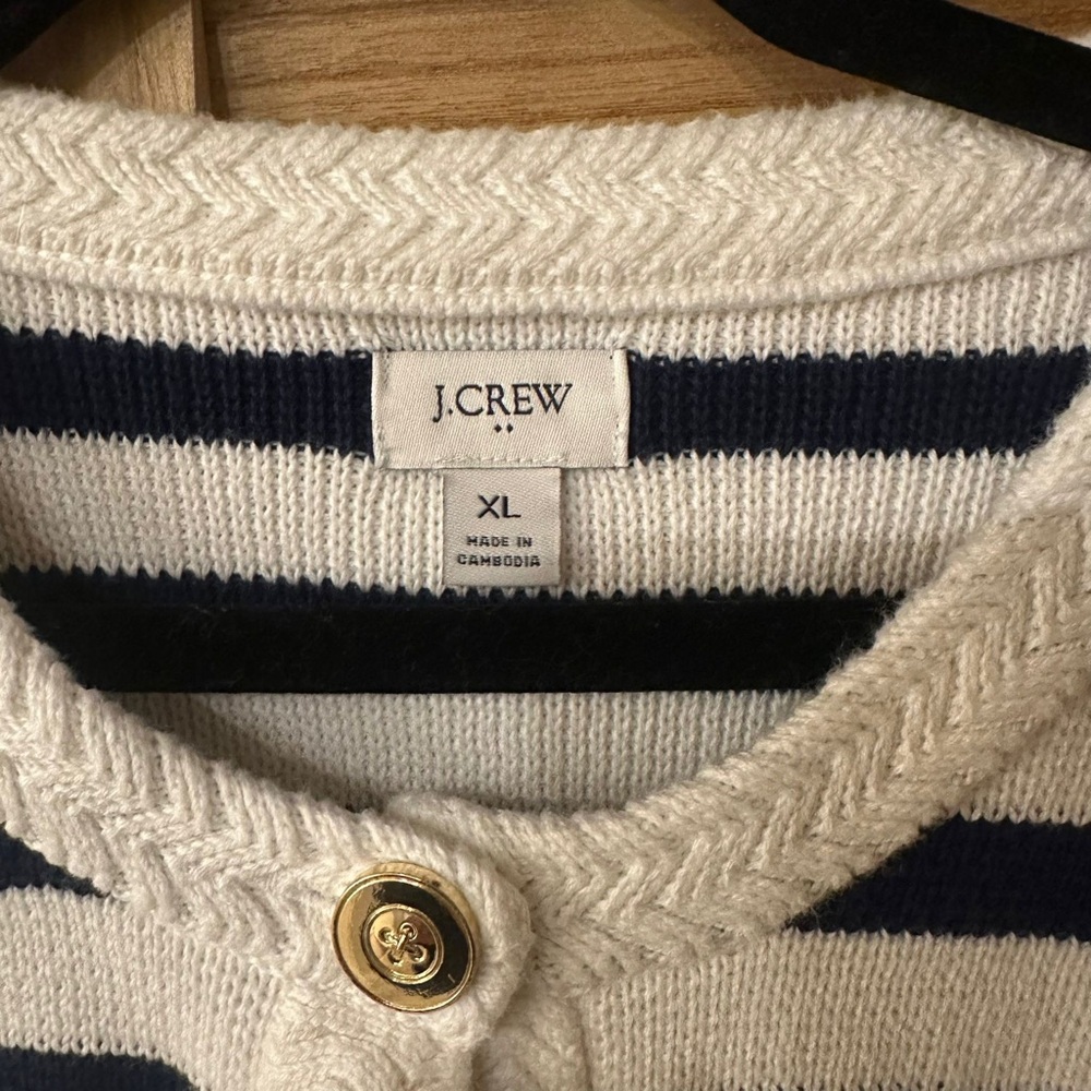J Crew Striped cotton lady jacket cardigan sweater size XL - Picture 7 of 7